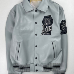 Avirex Twin Dragon Blue Leather Jacket