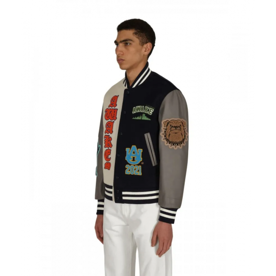 Awake Ny Chenille Patches Varsity Jacket Navy Combo