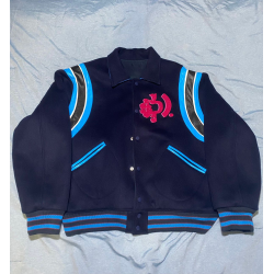 B Stroy × DENIM TEARS Navy Varsity Jacket