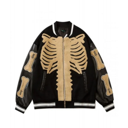 Bones V2 Black Varsity Letterman Jacket