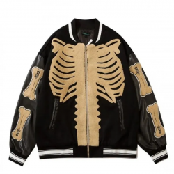 Bones V2 Black Varsity Letterman Jacket Bones V2 Black Varsity Letterman Jacket