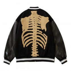 Bones V2 Black Varsity Letterman Jacket Bones V2 Black Varsity Letterman Jacket
