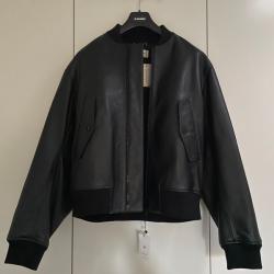 Backzip Black Leather Lanvers Bomber Jacket Backzip Black Leather Lanvers Bomber Jacket