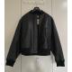 Backzip Black Leather Lanvers Bomber Jacket