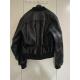 Backzip Black Leather Lanvers Bomber Jacket