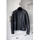 Balmain Men's Black Leather Shearling Biker Jacket