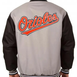 Baltimore Orioles Black and Gray Varsity Poly Twill Jacket Baltimore Orioles Black and Gray Varsity Poly Twill Jacket