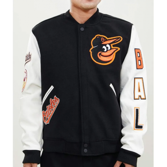 Baltimore Orioles Black and White Varsity Jacket