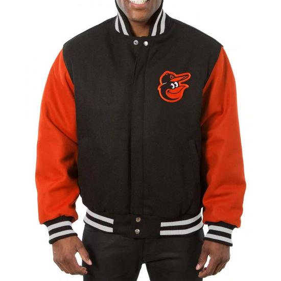 Baltimore Orioles Orange Black Wool Varsity Jacket