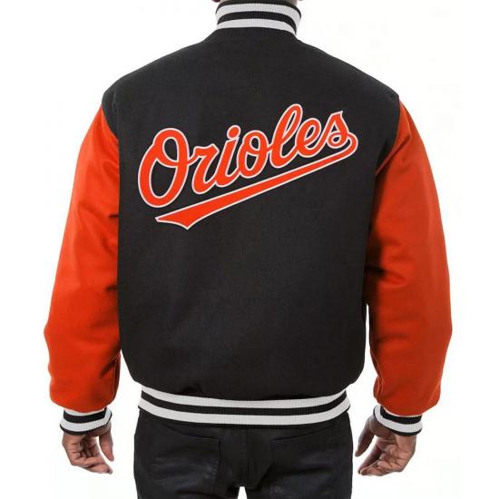 Baltimore Orioles Orange Black Wool Varsity Jacket