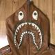 Bape × Nigo Brown Cowhide Leather Shark Full Zip Hoodie Jacket