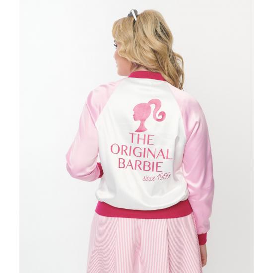 Barbie x Unique Vintage Pink Satin Bomber Jacket Chic & Exclusive