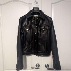 Bare Knuckles Classic Black Men's Leather Trucker Jacket 