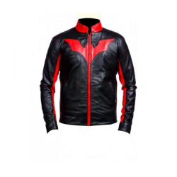 Batman Beyond Red Logo Black Leather Jacket