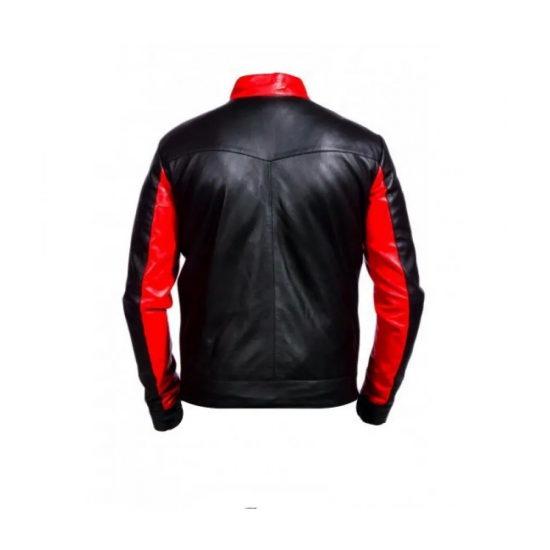 Batman Beyond Red Logo Black Leather Jacket