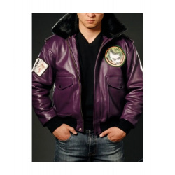 Batman Joker Goon Bomber Purple Leather Jacket