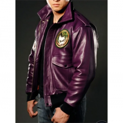 Batman Joker Goon Bomber Purple Leather Jacket Batman Joker Goon Bomber Purple Leather Jacket