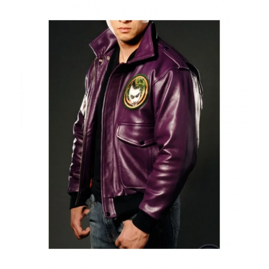 Batman Joker Goon Bomber Purple Leather Jacket