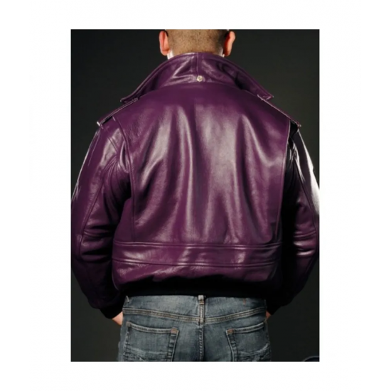 Batman Joker Goon Bomber Purple Leather Jacket