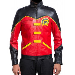 Batman Robin Red and Black Leather Jacket
