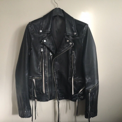 Bed JW Ford Distressed Black Biker Jacket  Bed JW Ford Distressed Black Biker Jacket