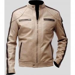 Beige Leather Moto Jacket Beige Leather Moto Jacket