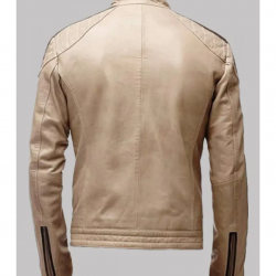 Beige Leather Moto Jacket Beige Leather Moto Jacket