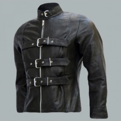 Belted Men's Black Leather Biker Jacket Belted Men's Black Leather Biker Jacket