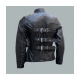 Belted Men's Black Leather Biker Jacket