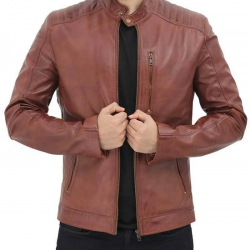 Benjamin Mens Brown Leather Cafe Racer Jacket Benjamin Mens Brown Leather Cafe Racer Jacket