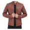 Benjamin Mens Brown Leather Cafe Racer Jacket