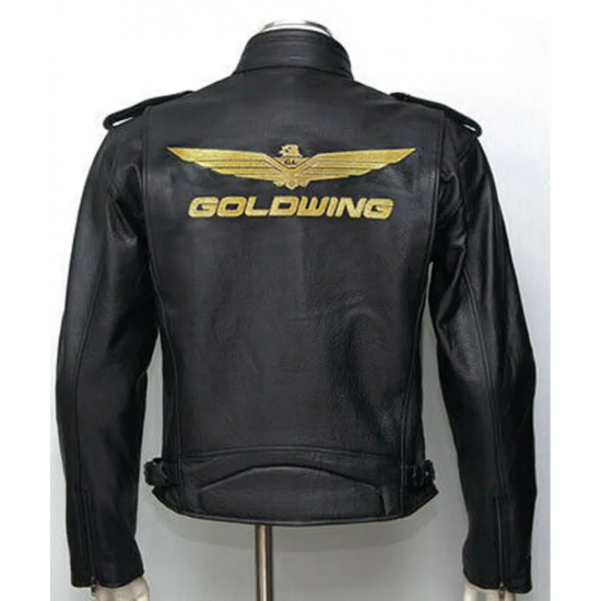 Biker Goldwing Black Leather Jacket