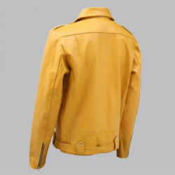 Biker Look Yellow Leather Jacket Men Biker Look Yellow Leather Jacket Men