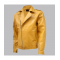 Biker Look Yellow Leather Jacket Men