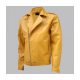 Biker Look Yellow Leather Jacket Men