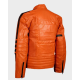 Biker Style Orange Leather Jacket Men