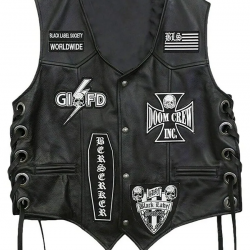 Black Label Society BLS Black Leather Biker Vest Black Label Society BLS Black Leather Biker Vest