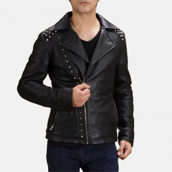 Black Studded Leather Biker Jacket Black Studded Leather Biker Jacket