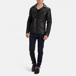 Black Studded Leather Biker Jacket Black Studded Leather Biker Jacket