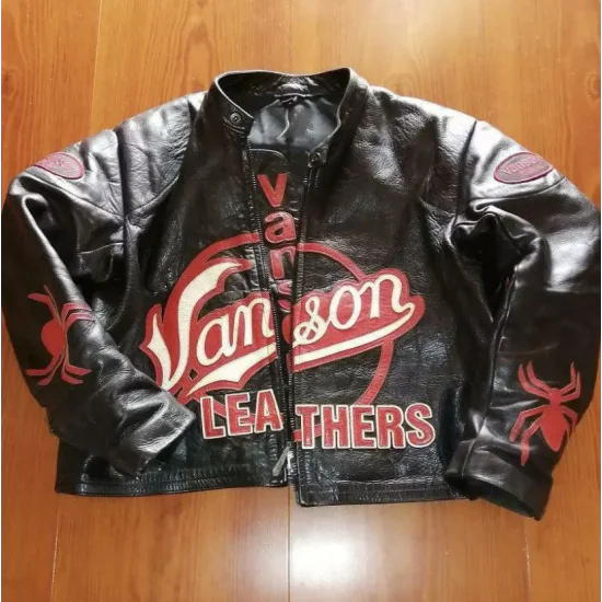 Black Vanson Spider Leather Jacket