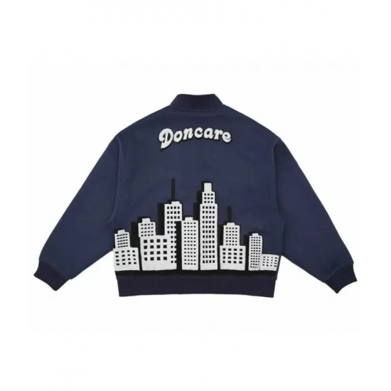 Blue Doncare City View Collage Varsity Jacket