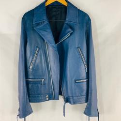 Blue Leather Biker Jacket Handcrafted Lambskin men's Moto Wear Blue Leather Biker Jacket Handcrafted Lambskin men's Moto Wear
