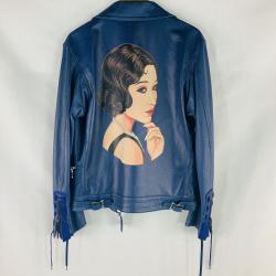 Blue Leather Biker Jacket Handcrafted Lambskin men's Moto Wear Blue Leather Biker Jacket Handcrafted Lambskin men's Moto Wear