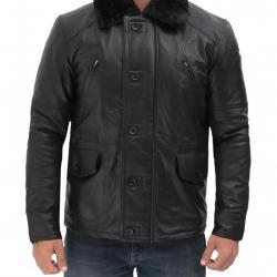 Boehmer Mens Black Shearling Leather Jacket Boehmer Mens Black Shearling Leather Jacket