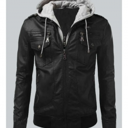 Bomber Mens Slim Fit Black Biker Jacket Bomber Mens Slim Fit Black Biker Jacket