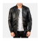 Bomia Black Leather Bomber Jacket
