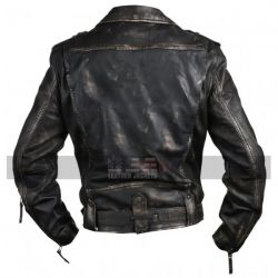Brando Biker Vintage Cafe Racer Distressed Black Leather Jacket