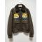 Brown Tiger Patch Leather Bomber Jacket Vintage Inspired Statement Piece