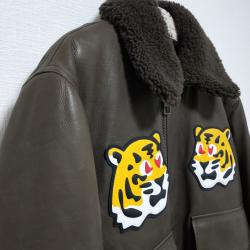 Brown Tiger Patch Leather Bomber Jacket Vintage Inspired Statement Piece Brown Tiger Patch Leather Bomber Jacket Vintage Inspired Statement Piece