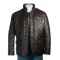 Mens Brown Quilted Leather Coat with Diamond Stitch